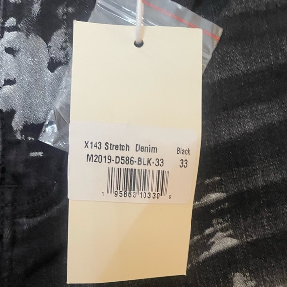 MNML Distressed Men’s (Size33) Black Streetwear, Graphic Stretch Denim Jeans - Picture 6 of 14